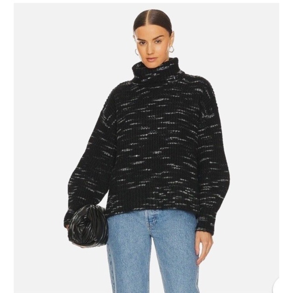 VARLEY Strick Marlena Oversized Pullover Sweater In Marbled Black‎ Size M